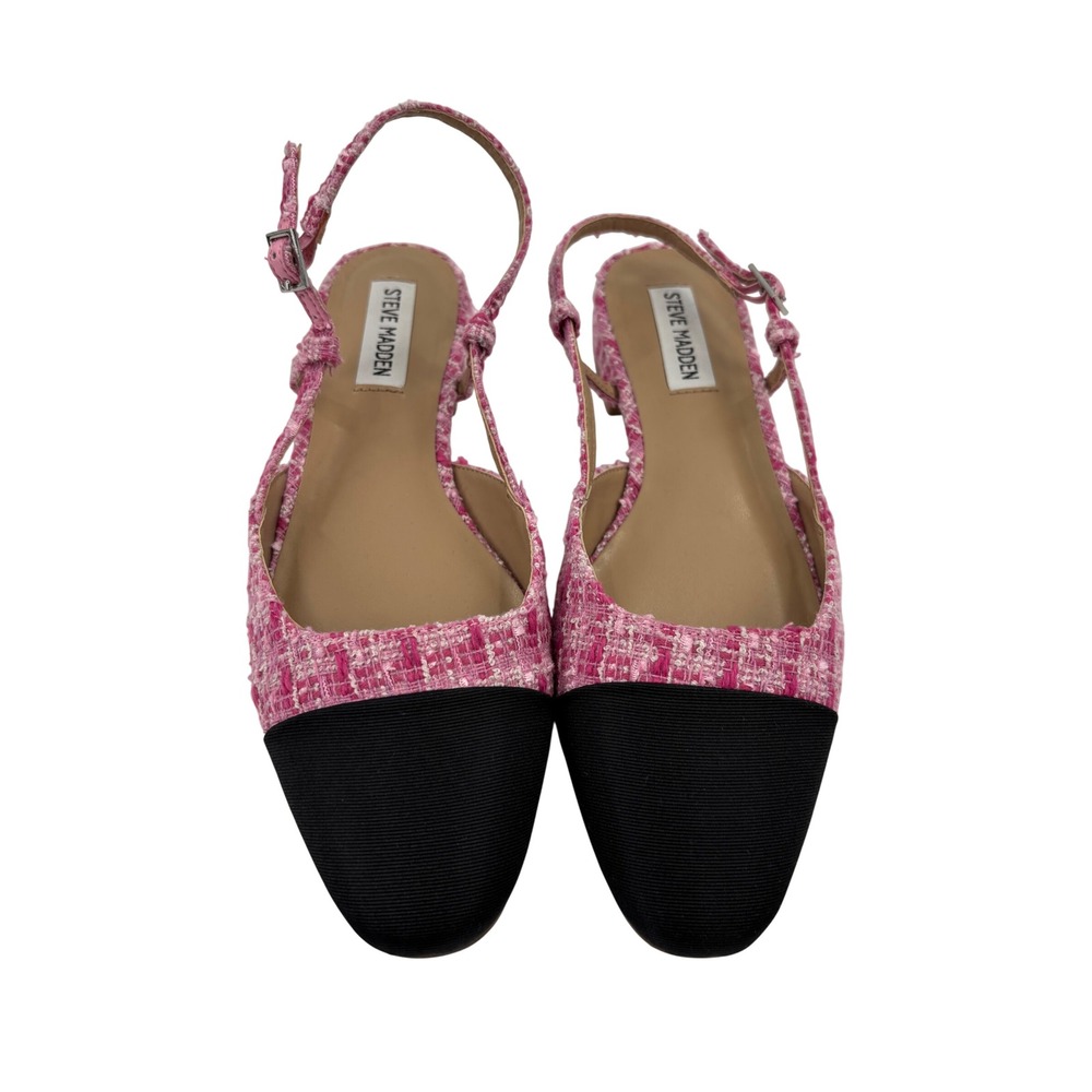 Steve Madden Pink Tweed Slingback Heels‎ Pointed Toe Women's Shoes Size 8